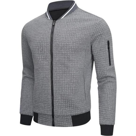 Mens Lightweight Jacket Casual Bomber Jacket Varsity Coat - Picture 3 of 6